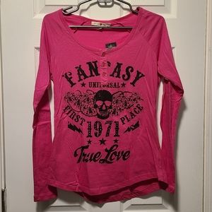 BNWT RUE21 DEREK HEART LONG SLEEVE ROCK/BIKER TEE SIZE L